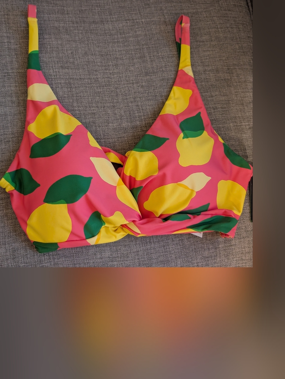Kate Spade Bikini (Top Only) Pink with Yellow Lemon Print Size M NWT